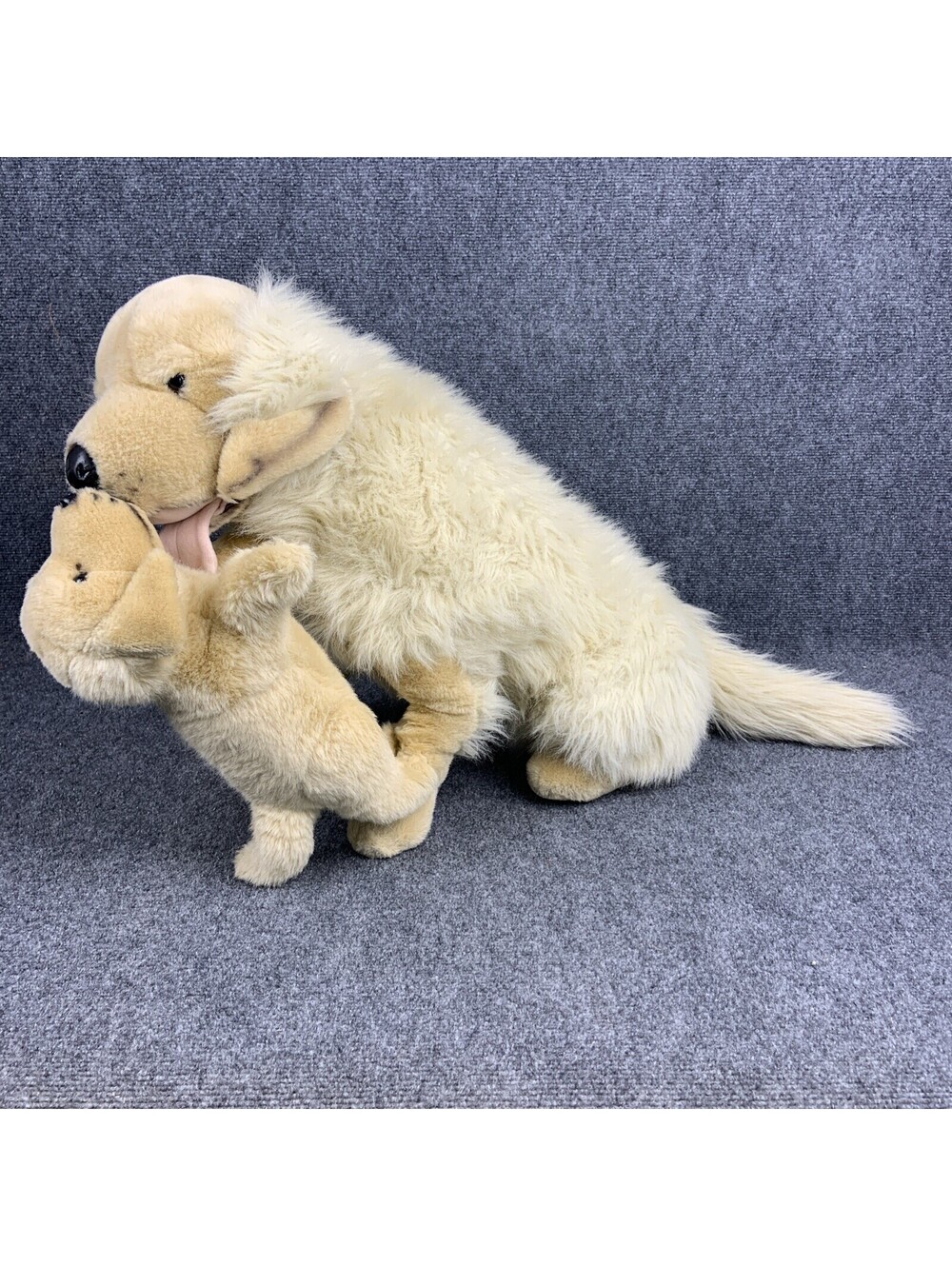 Golden Retriever Mom And Her Puppy Playing Large Stuffed Animal Plush
